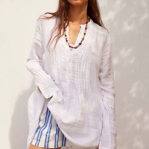 CP Shades 100% cotton White Long Sleeve Dress/tunic super soft